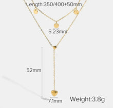 Charger l'image dans la galerie, Collier plaqué or 14K double en forme Y avec pendentif cœur