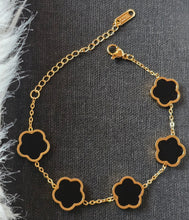 Cargar imagen en el visor de la galería, Bracelet en Acier Inoxydable Double Face – Motif Feuille à Cinq Pétales Porte-Bonheur