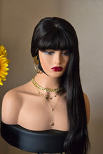 Load image into Gallery viewer, No=13 _ Perruque Naturelle Noire avec Frange – Cheveux Brésiliens| 180 % Densité | 24 Pouces