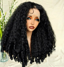 Load image into Gallery viewer, Perruque Blend hair Kinky straight, 20 pouces, 300% de densités, lace frontale, couleur 1b