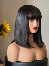 Load image into Gallery viewer, No=23_ Perruque Naturelle – Noire avec Frange