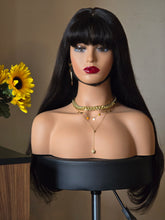 Load image into Gallery viewer, No=13 _ Perruque Naturelle Noire avec Frange – Cheveux Brésiliens| 180 % Densité | 24 Pouces
