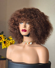 Cargar imagen en el visor de la galería, Peluca n.° 16 de 30 cm: afro y rizada en una sola peluca, 200 % de densidad, color castaño