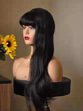 Load image into Gallery viewer, No=13 _ Perruque Naturelle Noire avec Frange – Cheveux Brésiliens| 180 % Densité | 24 Pouces