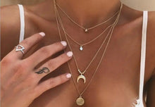 Charger l'image dans la galerie, Collier multi-chaînes en acier inoxydable plaqué or – Style Y chic et moderne