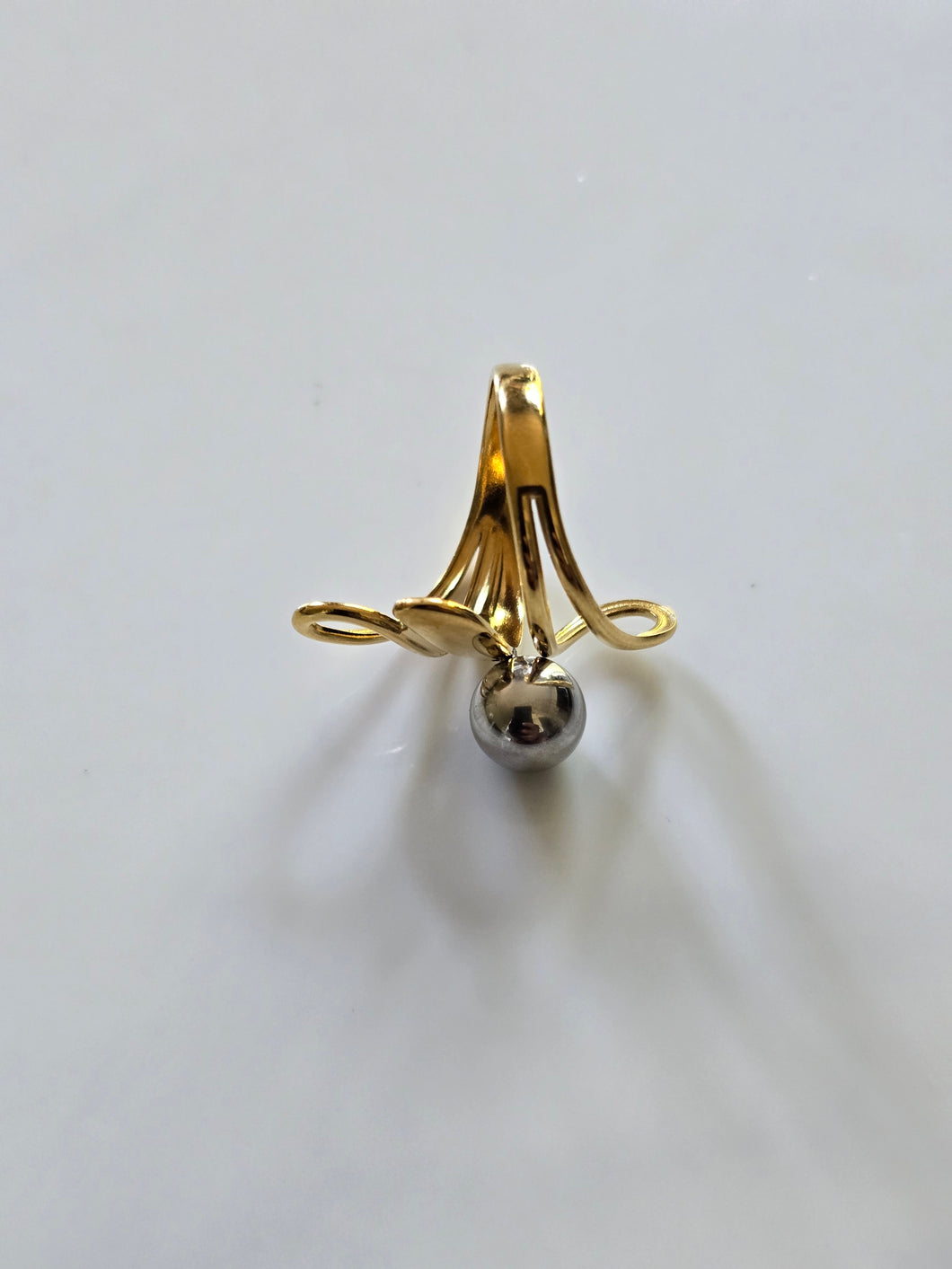 Bague en acier inoxydable couleur or et argent