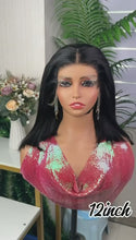 Charger et lire la vidéo dans la visionneuse de la Galerie, 12 pouces lagos hd frontale Glueless pre_plucked wig cheveux brésiliens 250% de Densités.
