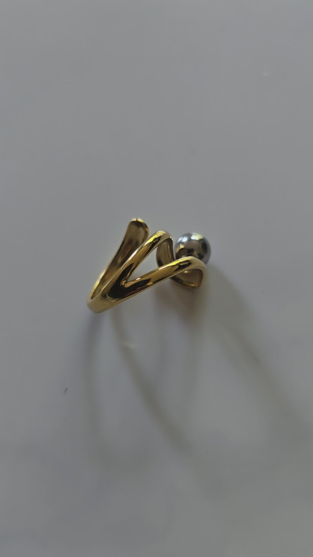 Bague en acier inoxydable couleur or et argent