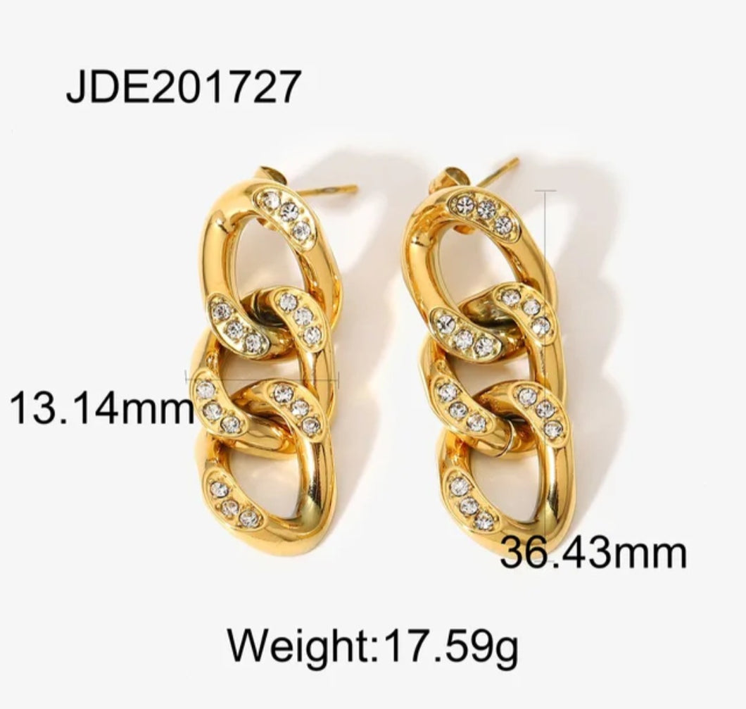 Boucle d’oreille chaîne en acier inoxydable plaqué or 18K