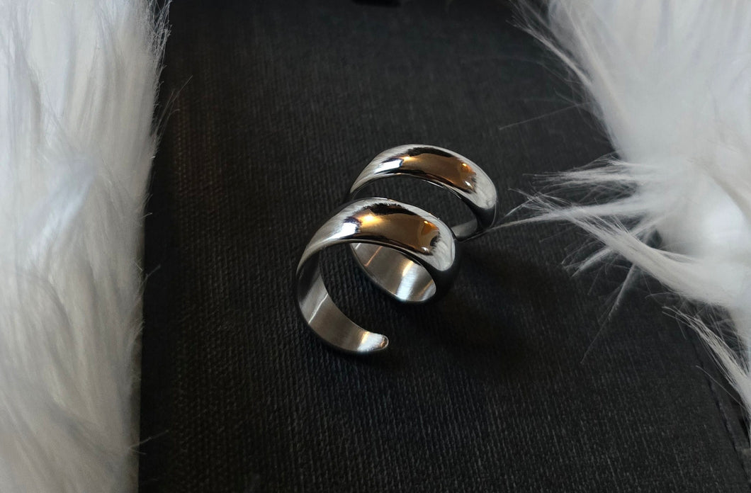 Bague en acier inoxydable couleur argent - Taille 7