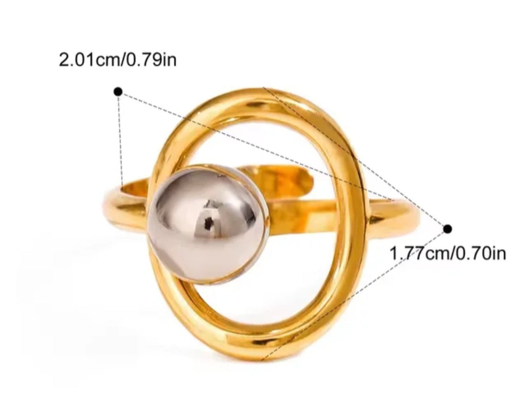 Bague en acier inoxydable couleur or et argent