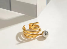 Charger l&#39;image dans la galerie, Bague en acier inoxydable couleur or et argent
