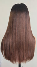 Charger l'image dans la galerie, Perruque numéro 03:  vietnamienne avec frange, 20 pouces, couleur noir et marron,210% de Densité
