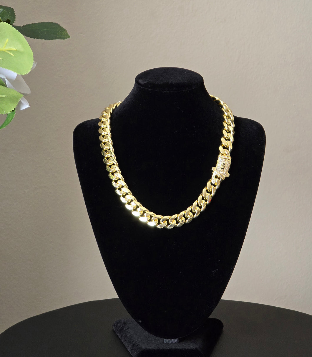 Chaîne Unisexe en Acier Inoxydable Plaqué Or 14K –  16