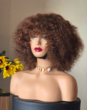 Cargar imagen en el visor de la galería, Peluca n.° 16 de 30 cm: afro y rizada en una sola peluca, 200 % de densidad, color castaño
