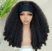 Load image into Gallery viewer, Perruque Blend Hair Kinky straight avec bandeau, 20 pouces, 300% de densités, couleur 1b

