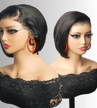 Charger l'image dans la galerie, Perruque numéro 01:  Pixie cheveux brésiliens Couleur naturelle, 13×4 lace frontale, 250% de Densité

