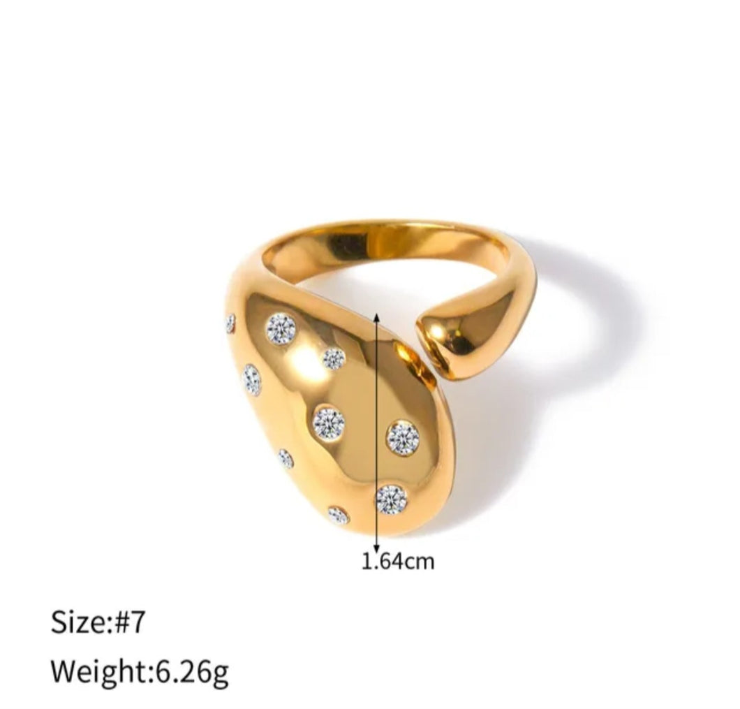 Bague en acier inoxydable plaquée or 18 carats