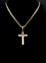 Cargar imagen en el visor de la galería, Collier en acier inoxydable avec pendentif croix or – 24 pouces (61 cm)
