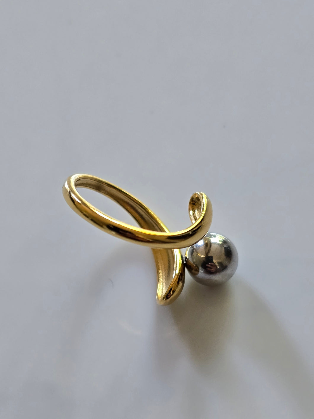 Bague en acier inoxydable couleur or et argent