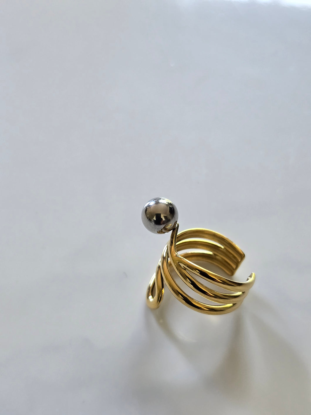 Bague en acier inoxydable couleur or et argent