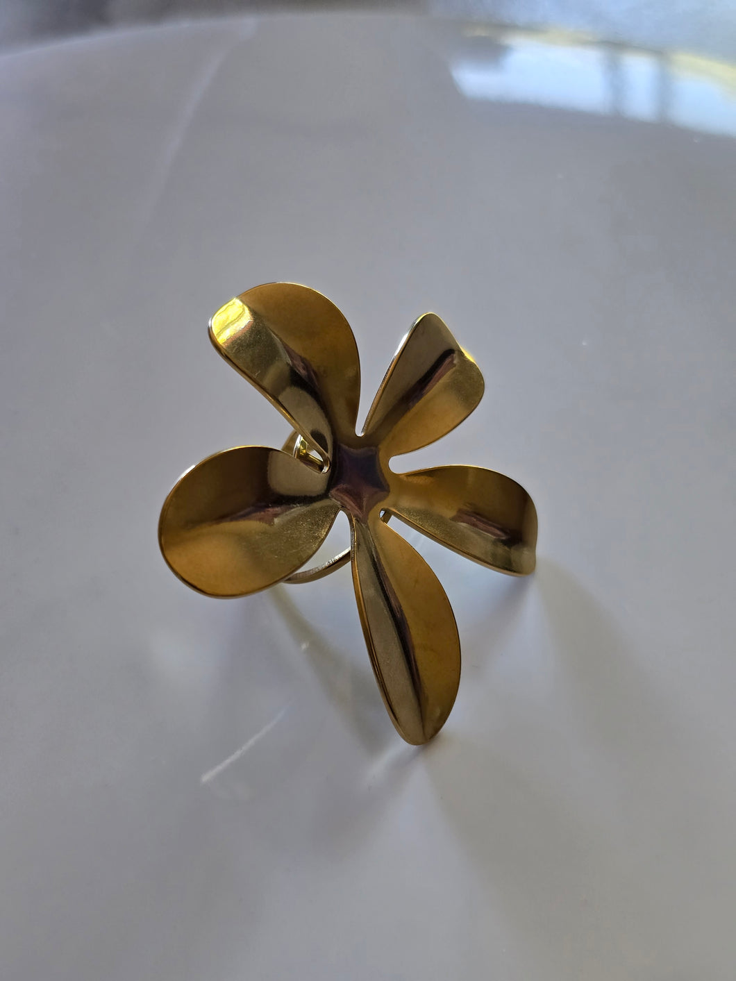 Bague en acier inoxydable - Design fleur