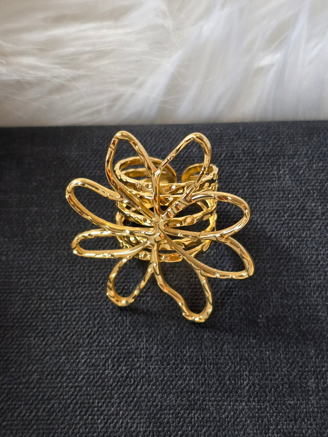 Bague Fleur en Acier Inoxydable